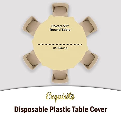 Round Light Yellow Plastic Table Covers | 12 Pack | 84 in.