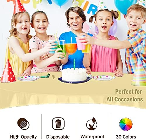 Round Light Yellow Plastic Table Covers | 12 Pack | 84 in.