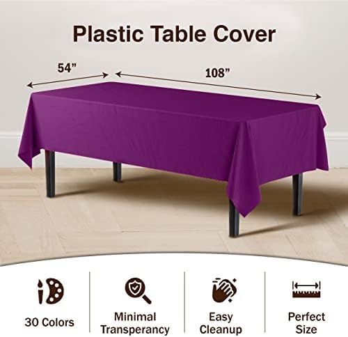 Magenta Plastic Table Covers | 12 Pack | 54 in. x 108 in.
