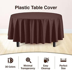 Round Brown Plastic Table Covers | 12 Pack | 84 in.