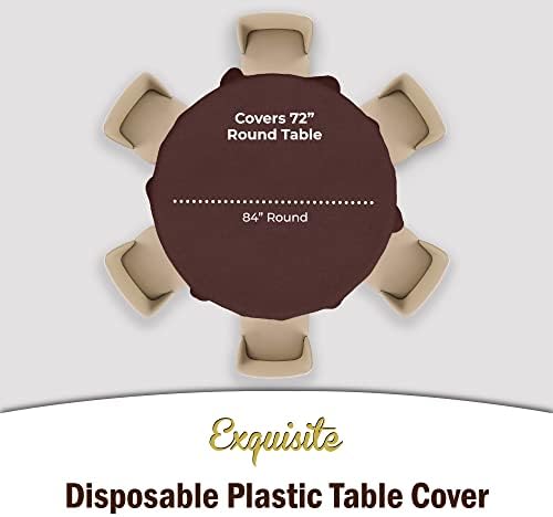 Round Brown Plastic Table Covers | 12 Pack | 84 in.