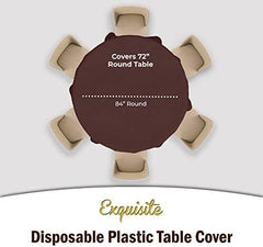Round Brown Plastic Table Covers | 12 Pack | 84 in.