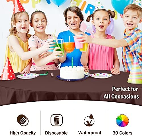 Round Brown Plastic Table Covers | 12 Pack | 84 in.