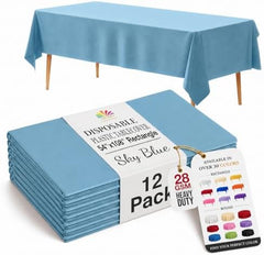 Sky Blue Plastic Table Covers | 12 Pack | 54 in. x 108 in.