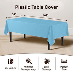 Sky Blue Plastic Table Covers | 12 Pack | 54 in. x 108 in.
