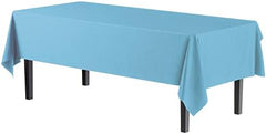 Sky Blue Plastic Table Covers | 12 Pack | 54 in. x 108 in.