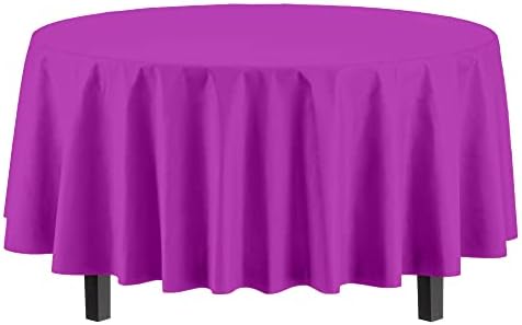 Round Magenta Plastic Table Covers | 12 Pack | 84 in.