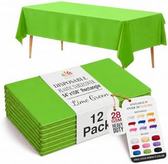 Lime Green Plastic Table Covers | 12 Pack | 54 in. x 108 in.