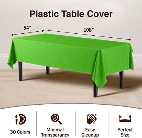 Lime Green Plastic Table Covers | 12 Pack | 54 in. x 108 in.