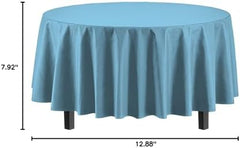 Round Sky Blue Plastic Table Covers | 12 Pack | 84 in.