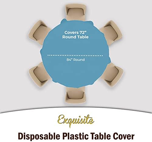 Round Sky Blue Plastic Table Covers | 12 Pack | 84 in.