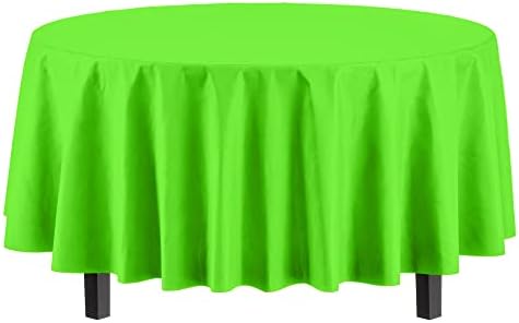 Round Lime Green Plastic Table Covers | 12 Pack | 84 in.