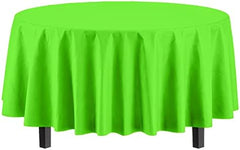 Round Lime Green Plastic Table Covers | 12 Pack | 84 in.