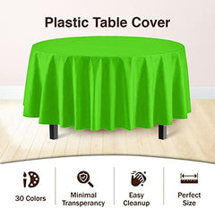 Round Lime Green Plastic Table Covers | 12 Pack | 84 in.