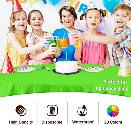 Round Lime Green Plastic Table Covers | 12 Pack | 84 in.