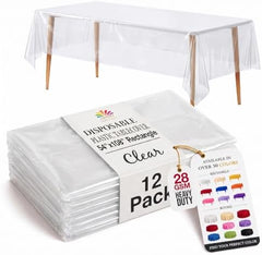 Clear Plastic Table Covers | 12 Pack | 54 in. x 108 in.