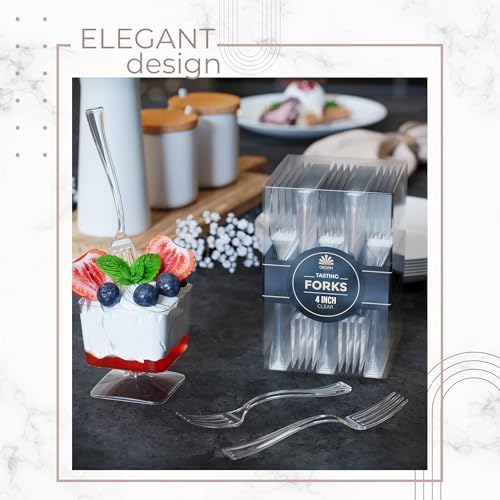 Exquisite Clear Plastic Tasting Forks 100 Count | 4 in.