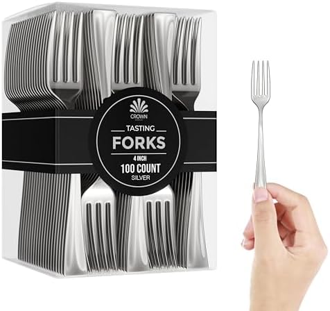 Silver Plastic Tasting Forks | 100 Count