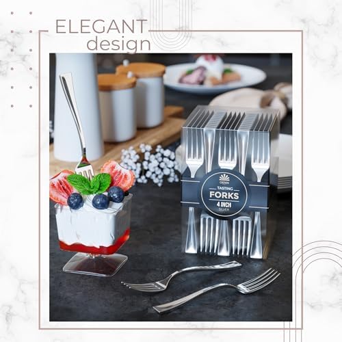 Silver Plastic Tasting Forks | 100 Count