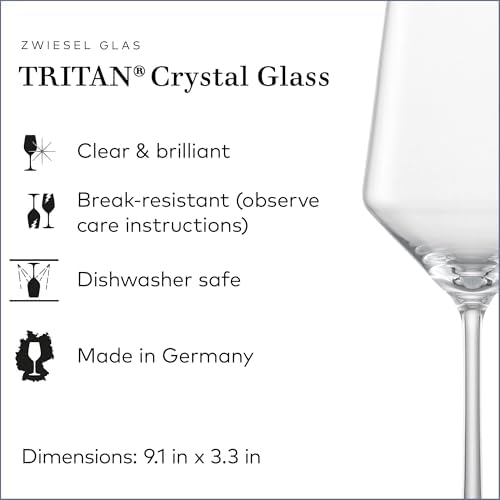Zwiesel Glas Pure Sauvignon Blanc White Wine Glass (Set of 2), Wine Glasses for White Wine, Dishwasher-Safe Tritan Crystal Glasses, Made in Germany (14 Ounce)