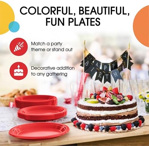 10 in. Red Plastic Plates | 50 Count
