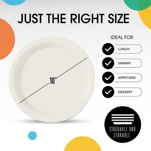 10 in. Ivory Plastic Plates | 50 Count