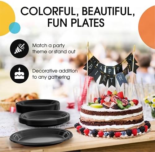 10 in. Black Plastic Plates | 50 Count