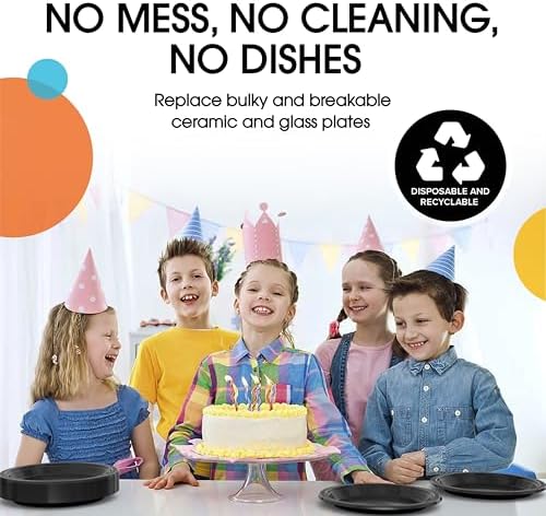 10 in. Black Plastic Plates | 50 Count