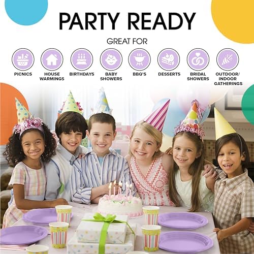 9 in. Lavender Plastic Plates | 50 Count