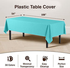 Aqua Blue Plastic Table Covers | 6 Pack | 54 in. x 108 in.