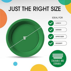 10 in. Emerald Green Plastic Plates | 50 Count