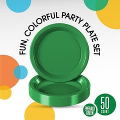 7 in. Emerald Green Plastic Plates | 50 Count