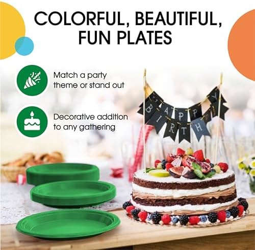 7 in. Emerald Green Plastic Plates | 50 Count