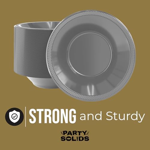 12 Oz. Silver Plastic Bowls | 50 Count