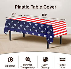 Patriotic Plastic Table Covers | 12 Pack | 54 in. x 108 in.