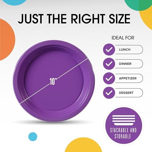 10 in. Purple Plastic Plates | 50 Count