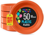 10 in. Orange Plastic Plates | 50 Count