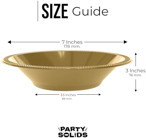 12 Oz. Gold Plastic Bowls | 100 Count