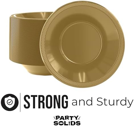 12 Oz. Gold Plastic Bowls | 100 Count