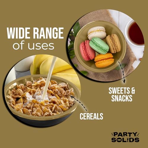 12 Oz. Gold Plastic Bowls | 100 Count