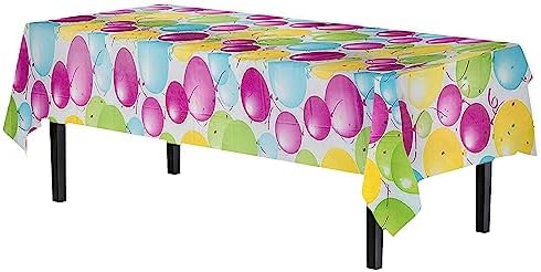 Balloon Print Plastic Table Covers | 12 Pack | 54 in. x 108 in.