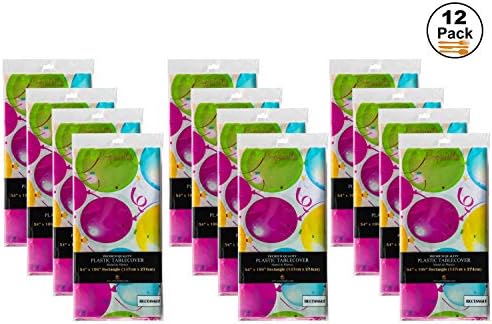 Balloon Print Plastic Table Covers | 12 Pack | 54 in. x 108 in.