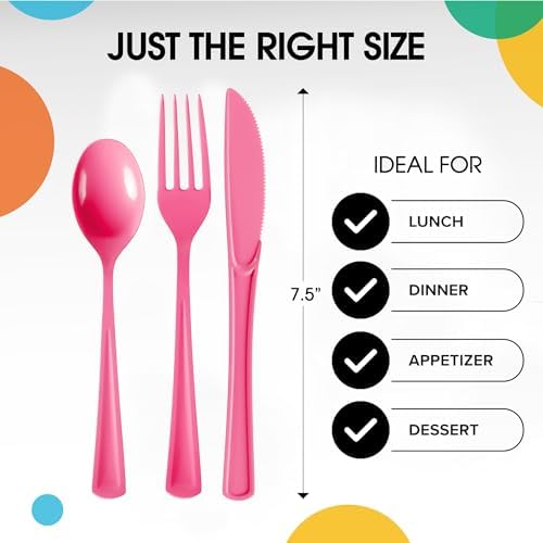 Cerise Cutlery Combo Set | 50 Forks 50 Spoons And 50 Knives | 7.5 in.