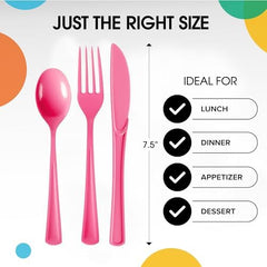 Cerise Cutlery Combo Set | 50 Forks 50 Spoons And 50 Knives | 7.5 in.