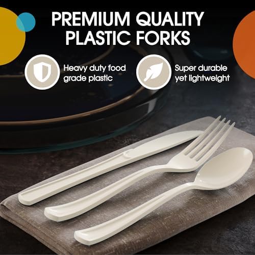 Ivory Cutlery Combo Set | 50 Forks 50 Spoons And 50 Knives | 7.5 in.