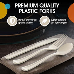 Ivory Cutlery Combo Set | 50 Forks 50 Spoons And 50 Knives | 7.5 in.