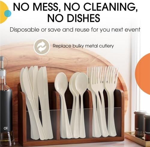 Ivory Cutlery Combo Set | 50 Forks 50 Spoons And 50 Knives | 7.5 in.