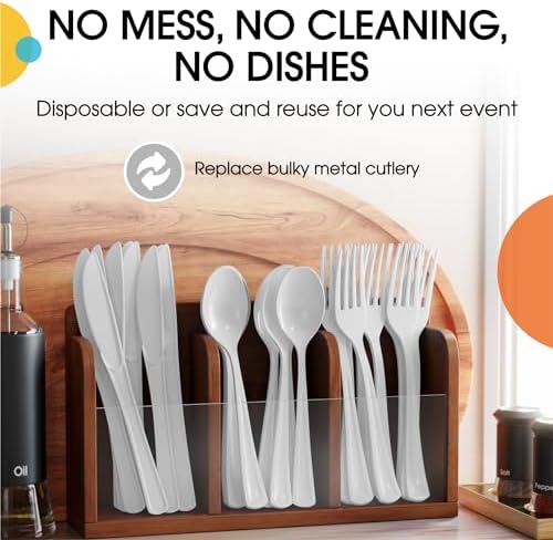 White Cutlery Combo Set | 50 Forks 50 Spoons And 50 Knives | 7.5 in.