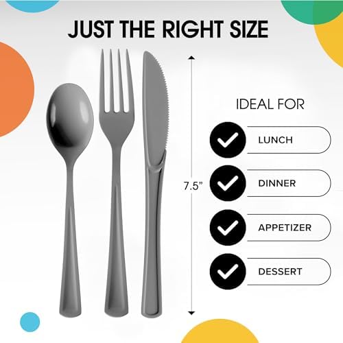 Silver Cutlery Combo Set | 50 Forks 50 Spoons And 50 Knives | 7.5 in.