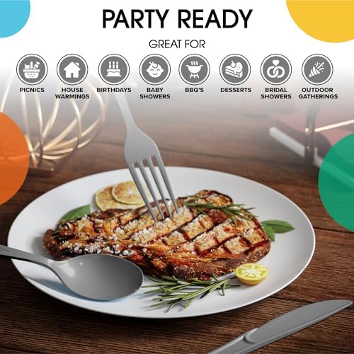 Silver Cutlery Combo Set | 50 Forks 50 Spoons And 50 Knives | 7.5 in.